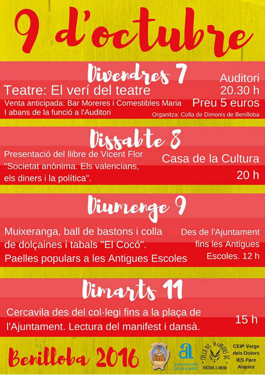 Benilloba celebra el 9 d'octubre amb tres dies d'activitats