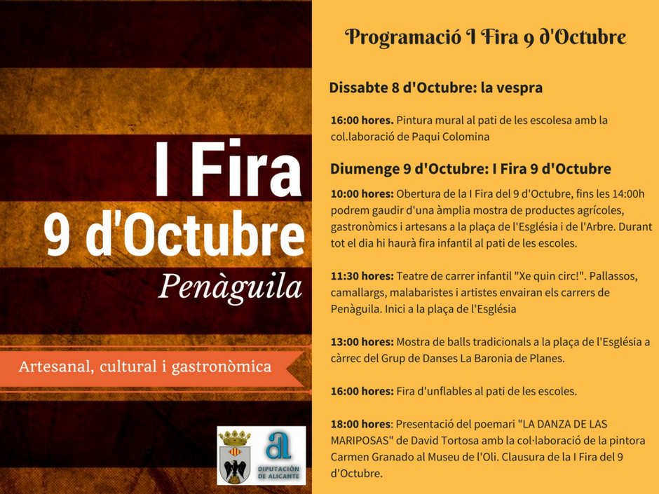 Penàguila celebra el 9 d'octubre amb una fira artesanal, cultural i gastronòmica