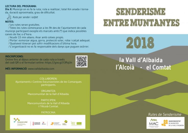 ‘Senderisme entre Muntanyes’ arriba a l’Alcoià, El Comtat i la Vall d’Albaida aquest setembre