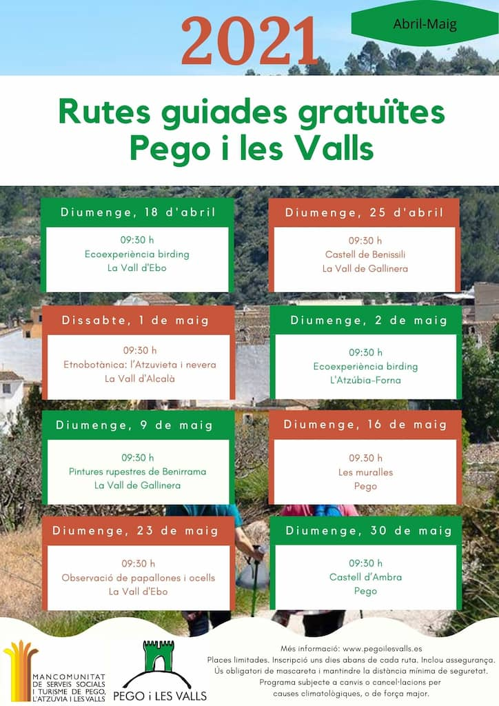 Pego i les Valls continua amb el cicle de rutes guiades gratuïtes